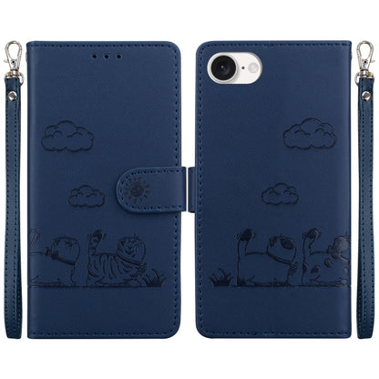 For iPhone SE 2024 Cute Cats RFID Leather Phone Case(Blue) - More iPhone Cases by buy2fix | Online Shopping UK | buy2fix