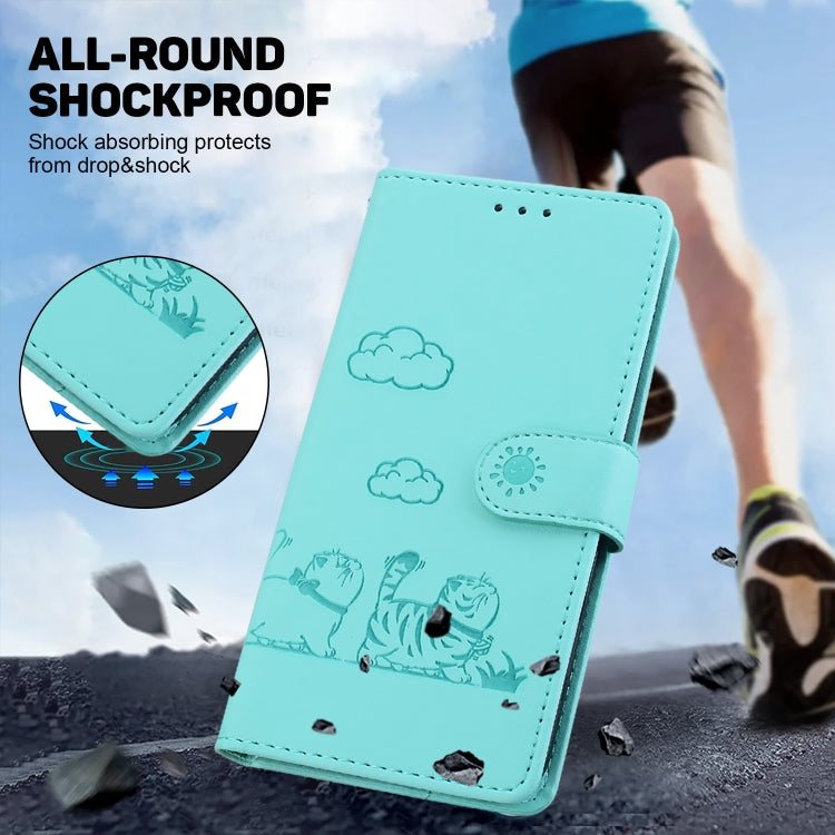 For Redmi K70 / K70 Pro Cute Cats RFID Leather Phone Case(Green) - K70 Cases by buy2fix | Online Shopping UK | buy2fix