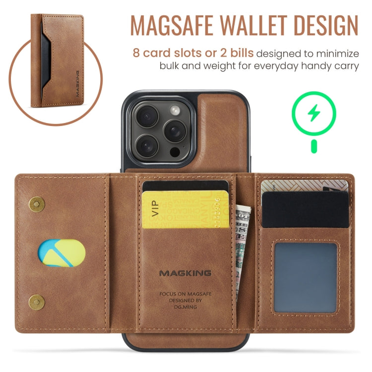 For iPhone 13 Pro Max DG.MING MAGKING-K2 Series MagSafe RFID Card Bag Detachable Phone Case(Brown) - iPhone 13 Pro Max Cases by DG.MING | Online Shopping UK | buy2fix