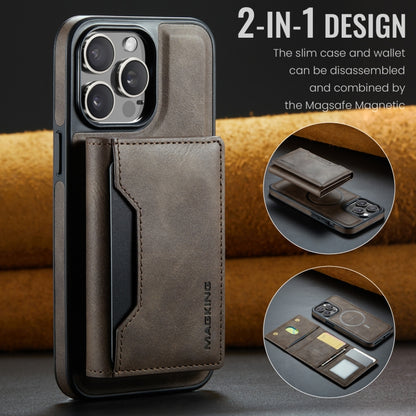 For iPhone 14 Pro DG.MING MAGKING-K2 Series MagSafe RFID Card Bag Detachable Phone Case(Coffee) - iPhone 14 Pro Cases by DG.MING | Online Shopping UK | buy2fix