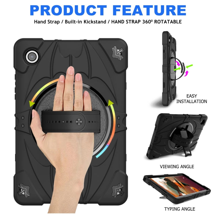 For Samsung Galaxy Tab A8 Bat Hand Grip Turntable Stand Tablet Case(Black) - Other Galaxy Tab PC by buy2fix | Online Shopping UK | buy2fix