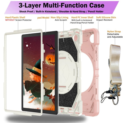 For Samsung Galaxy Tab A8 Bat Hand Grip Turntable Stand Tablet Case(Pink White) - Other Galaxy Tab PC by buy2fix | Online Shopping UK | buy2fix