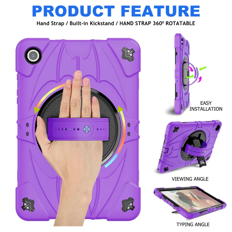 For Samsung Galaxy Tab A9+ Bat Hand Grip Turntable Stand Tablet Case(Purple Black) - Galaxy Tab A9+ by buy2fix | Online Shopping UK | buy2fix