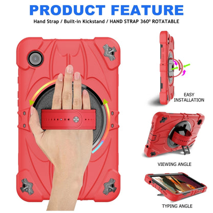 For Samsung Galaxy Tab A9 Bat Hand Grip Turntable Stand Tablet Case(Red Black) - Galaxy Tab A9 by buy2fix | Online Shopping UK | buy2fix