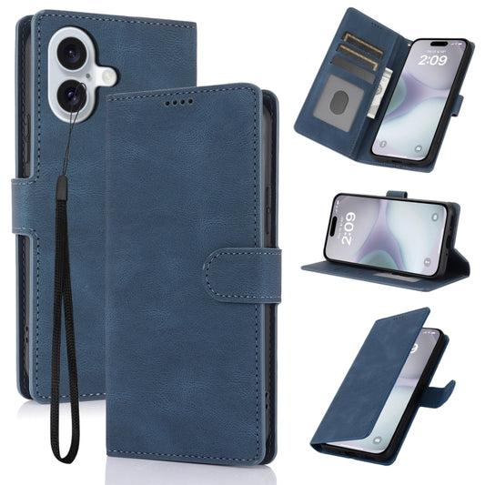 For iPhone 16 Plus Fantasy Skin-feel Calfskin Texture Leather Phone Case(Blue) - iPhone 16 Plus Cases by buy2fix | Online Shopping UK | buy2fix