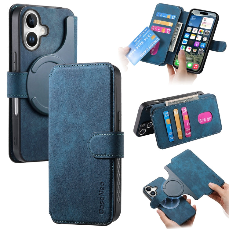 For iPhone 16 CaseNeo MagSafe RFID Anti-theft Retro Leather Phone Case(Blue) - iPhone 16 Cases by CaseNeo | Online Shopping UK | buy2fix