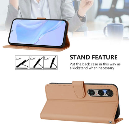 For Sony Xperia 1 VI 2024 Skin Feel Solid Color Leather Phone Case with Lanyard(Nude) - Sony Cases by buy2fix | Online Shopping UK | buy2fix