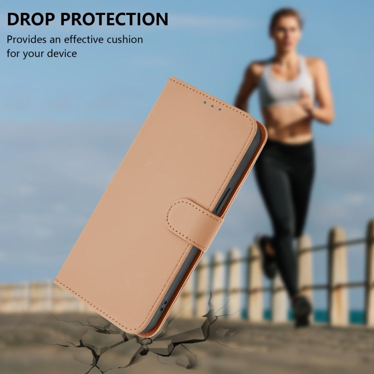 For iPhone 16 Pro Max Skin Feel Solid Color Leather Phone Case with Lanyard(Nude) - iPhone 16 Pro Max Cases by buy2fix | Online Shopping UK | buy2fix