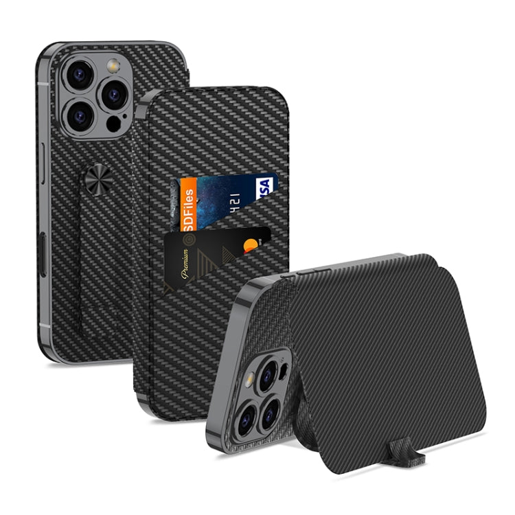 For iPhone 16 Pro Max GKK Plating Phantom Flip Leather MagSafe Phone Case(Carbon Fiber) - iPhone 16 Pro Max Cases by GKK | Online Shopping UK | buy2fix