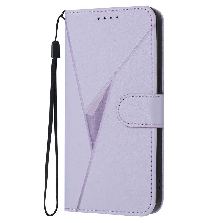 For OnePlus 12 Triangle Pattern Buckle Clasp Leather Phone Case(Light Purple) - OnePlus Cases by buy2fix | Online Shopping UK | buy2fix