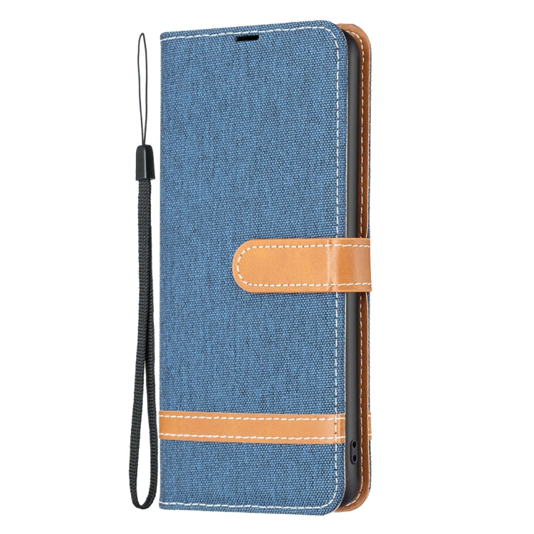 For Samsung Galaxy S25 5G Color Block Denim Texture Leather Phone Case(Dark Blue) - Galaxy S25 5G Cases by buy2fix | Online Shopping UK | buy2fix