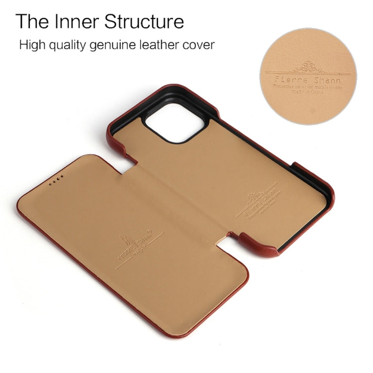 For iPhone 16 Pro Fierre Shann Top Layer Cowhide Business Magnetic Leather Phone Case(Brown) - iPhone 16 Pro Cases by FIERRE SHANN | Online Shopping UK | buy2fix