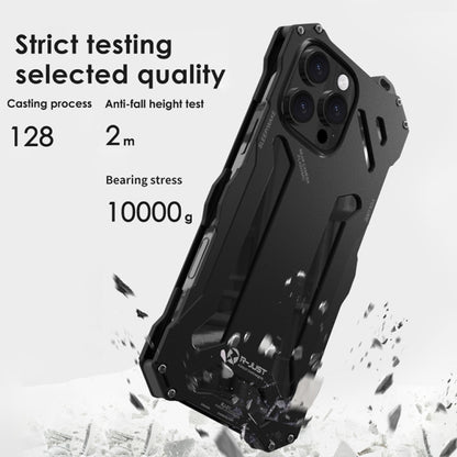 For iPhone 16 Pro Max R-JUST RJ-17 Shockproof Armor Hollow Metal Phone Case(Black) - iPhone 16 Pro Max Cases by R-JUST | Online Shopping UK | buy2fix