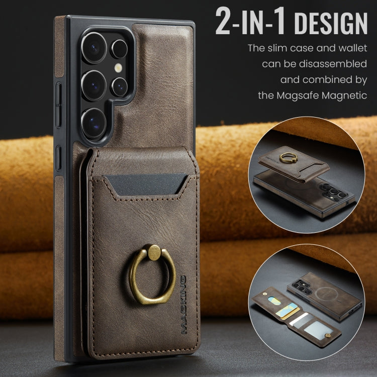 For Samsung Galaxy S23 Ultra 5G DG.MING K1 MagSafe Detachable Wallet RFID Back Cover Phone Case(Coffee) - Galaxy S23 Ultra 5G Cases by DG.MING | Online Shopping UK | buy2fix