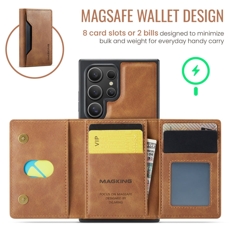 For Samsung Galaxy S24 Ultra 5G DG.MING MAGKING-K2 Series MagSafe RFID Card Bag Detachable Phone Case(Brown) - Galaxy S24 Ultra 5G Cases by DG.MING | Online Shopping UK | buy2fix