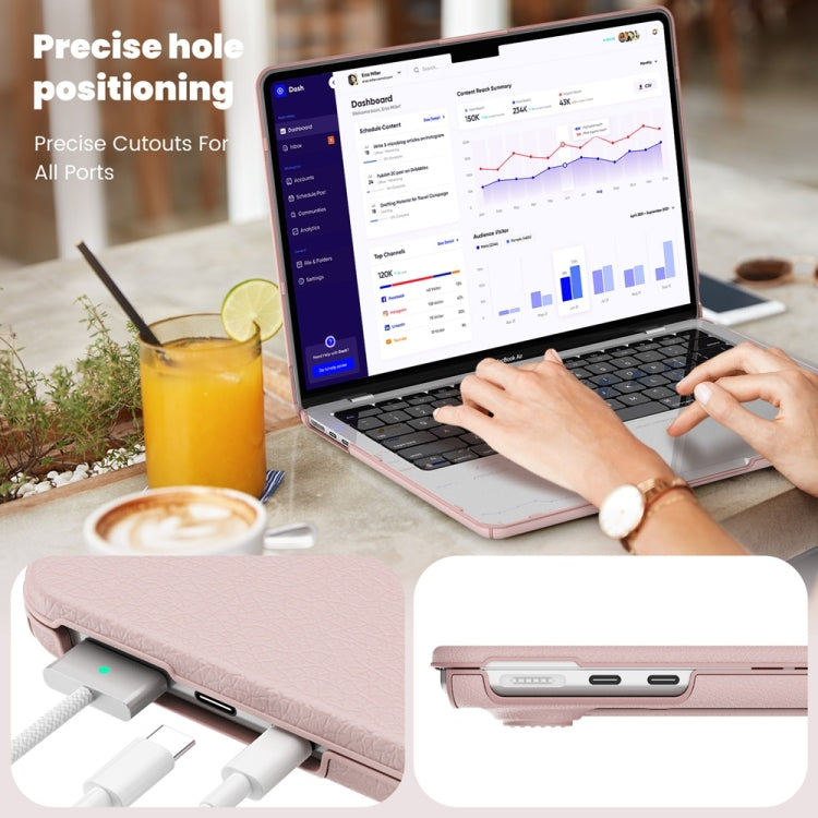 For MacBook Air 13.6 inch A3113 / A2681 Business Magnetic Holder PC + PU Laptop Protective Case(Pink) - MacBook Air Cases by buy2fix | Online Shopping UK | buy2fix