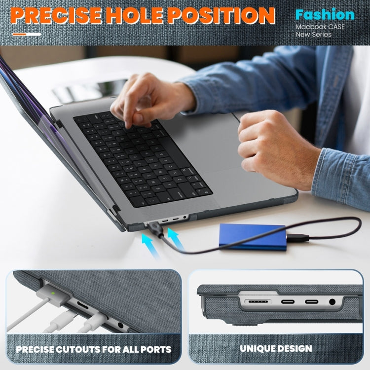 For MacBook Pro 14 inch A2918 / A2992 Fabric Magnetic Holder Laptop Protective Case(Grey) - MacBook Pro Cases by buy2fix | Online Shopping UK | buy2fix