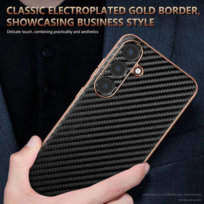 For Samsung Galaxy S25 5G AZNS Electroplated Edge Carbon Fiber Texture Phone Case(Blue) - Galaxy S25 5G Cases by AZNS | Online Shopping UK | buy2fix