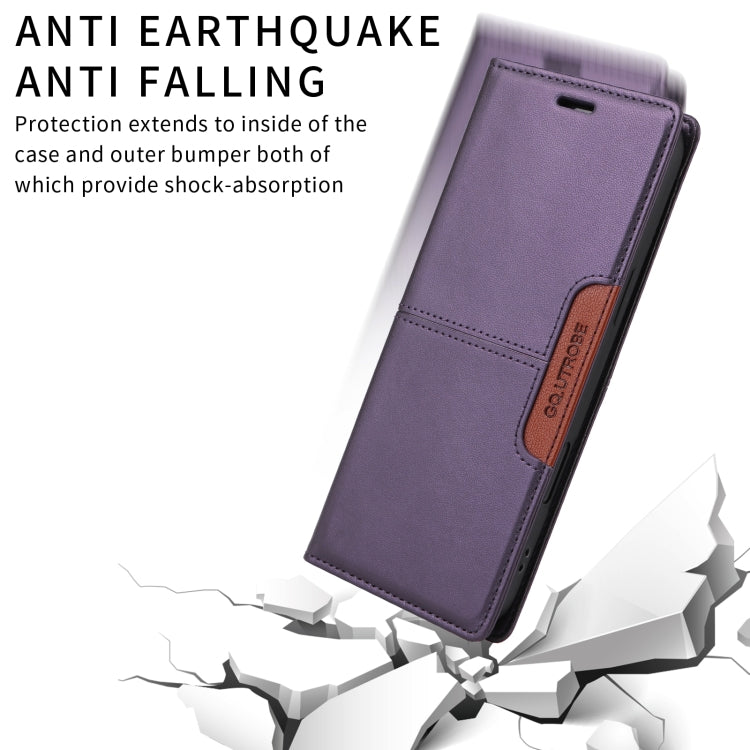 For iPhone 16 Pro Max GQUTROBE G01 RFID Anti-theft Leather Phone Case(Purple) - iPhone 16 Pro Max Cases by GQUTROBE | Online Shopping UK | buy2fix