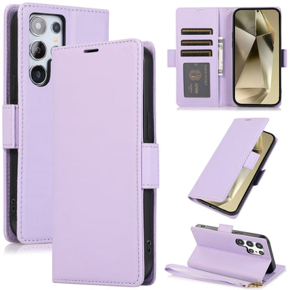 For Samsung Galaxy S25 Ultra 5G Side Buckle RFID Anti-theft Leather Phone Case(Light Purple) - Galaxy S25 Ultra 5G Cases by buy2fix | Online Shopping UK | buy2fix