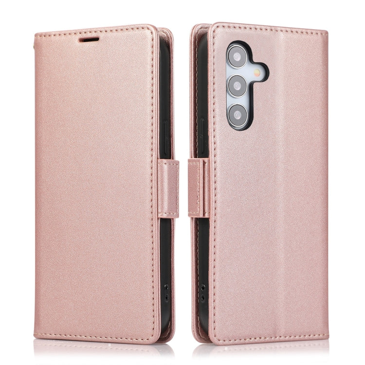 For Samsung Galaxy S25 / S24 5G Side Buckle RFID Anti-theft Leather Phone Case(Rose Gold) - Galaxy S25 5G Cases by buy2fix | Online Shopping UK | buy2fix