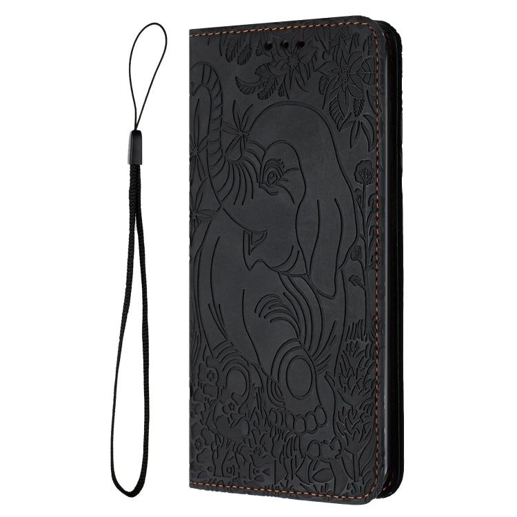 For Samsung Galaxy S25+ 5G Retro Elephant Embossed Leather Phone Case(Black) - Galaxy S25+ 5G Cases by buy2fix | Online Shopping UK | buy2fix