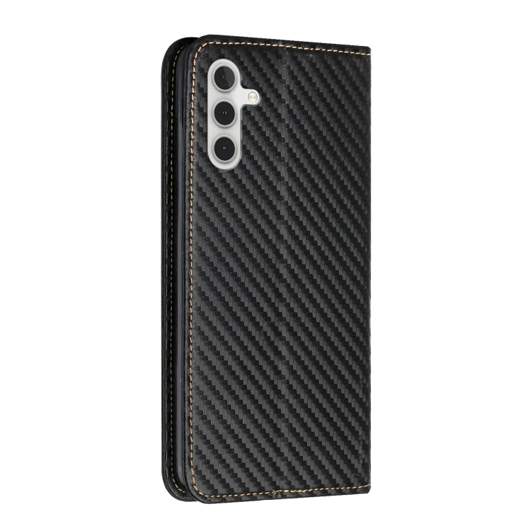 For Samsung Galaxy S25+ 5G Carbon Fiber Texture Magnetic Flip Leather Phone Case(Black) - Galaxy S25+ 5G Cases by buy2fix | Online Shopping UK | buy2fix