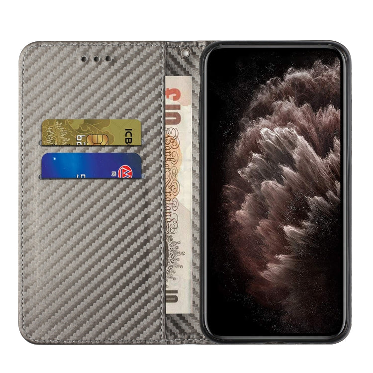 For Samsung Galaxy S25 Ultra 5G Carbon Fiber Texture Magnetic Flip Leather Phone Case(Grey) - Galaxy S25 Ultra 5G Cases by buy2fix | Online Shopping UK | buy2fix