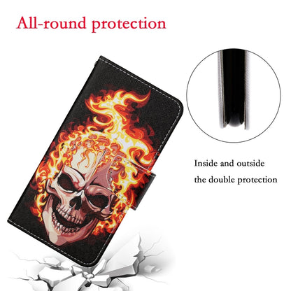 For Samsung Galaxy S25 5G Colored Drawing Pattern Leather Phone Case(Flame Skull) - Galaxy S25 5G Cases by buy2fix | Online Shopping UK | buy2fix