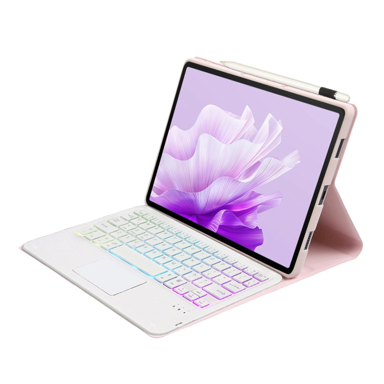 For Honor Pad X9 / X8 Pro 11.5 AH15-AS Ultra-thin Detachable Backlight Bluetooth Keyboard Leather Tablet Case with Touchpad(Pink White) - Others Keyboard by buy2fix | Online Shopping UK | buy2fix