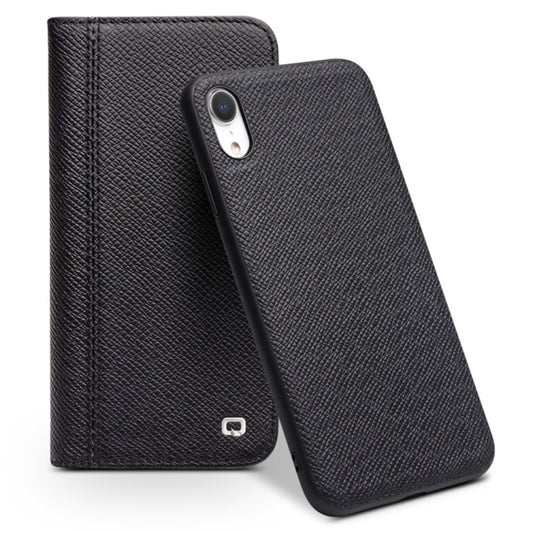 For iPhone XR QIALINO 2 in 1 Cross Texture Top-grain Leather  + PC + TPU Horizontal Flip Leather Case with Holder & Card Slots(Black) - More iPhone Cases by QIALINO | Online Shopping UK | buy2fix