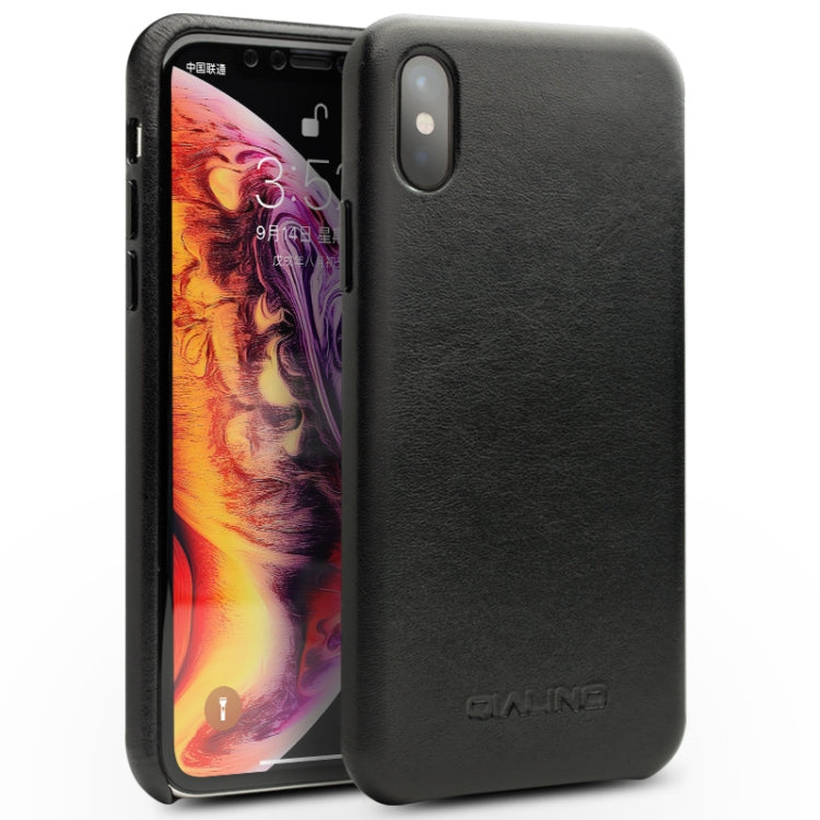 For iPhone XS Max QIALINO Shockproof Kangaroo Skin Leather Protective Case(Black) - More iPhone Cases by QIALINO | Online Shopping UK | buy2fix