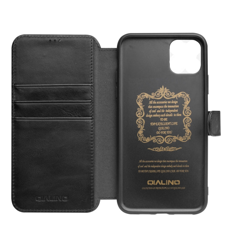 For iPhone 11 Pro Max QIALINO Business Magnetic Buckle Horizontal Flip Leather Case with Card Slots(Black) - iPhone 11 Pro Max Cases by QIALINO | Online Shopping UK | buy2fix