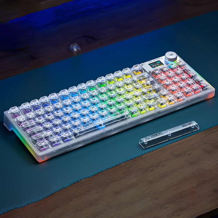 AULA F98 Pro 99 Keys Wired/2.4G/Bluetooth Three Model RGB Mechanical Keyboard, Shaft:Ice Crystal Shaft(Transparent White) - Wireless Keyboard by AULA | Online Shopping UK | buy2fix