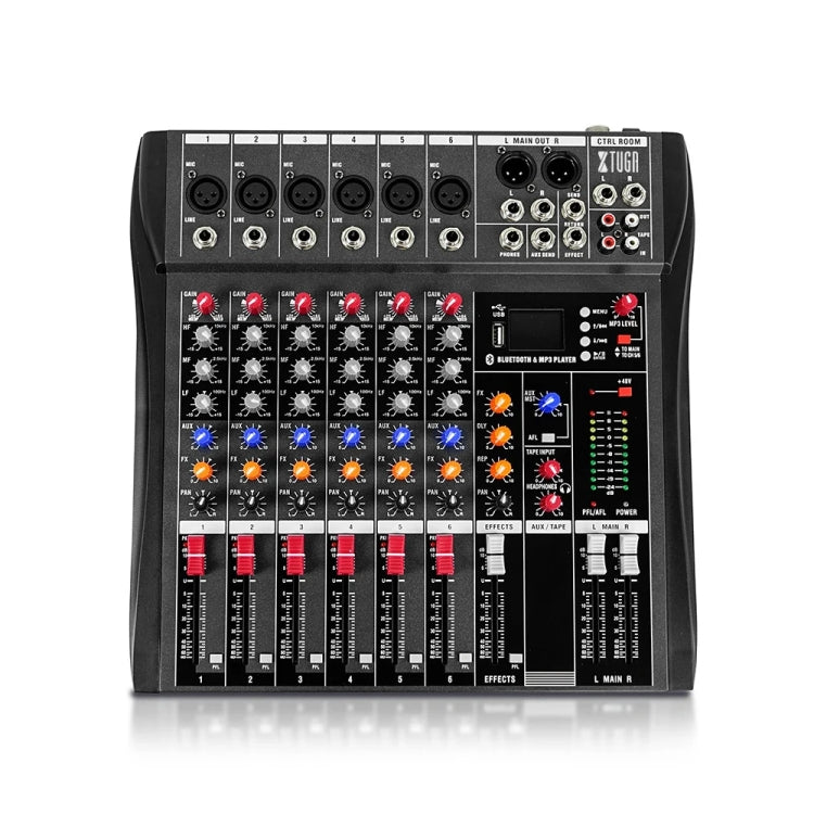 XTUGA CT60X 6-Channels Audio Mixer DJ Mixing Console with 48V Power Supply(AU Plug) - Live Sound Effects Processors by XTUGA | Online Shopping UK | buy2fix