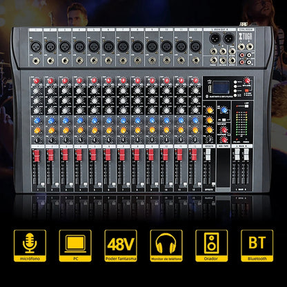 XTUGA CT120X 12-Channels Audio Mixer DJ Mixing Console with 48V Power Supply(AU Plug) - Live Sound Effects Processors by XTUGA | Online Shopping UK | buy2fix