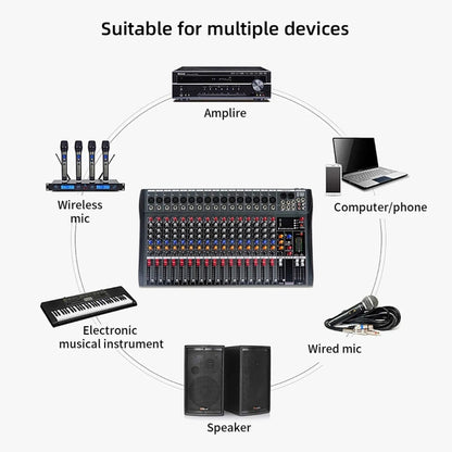 XTUGA CT160X 16-Channels Audio Mixer DJ Mixing Console with 48V Power Supply(EU Plug) - Live Sound Effects Processors by XTUGA | Online Shopping UK | buy2fix