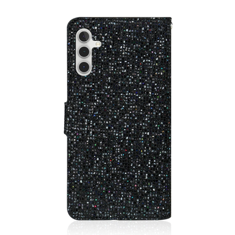 For Samsung Galaxy S25 5G Glitter Powder Filp Leather Phone Case(Black) - Galaxy S25 5G Cases by buy2fix | Online Shopping UK | buy2fix