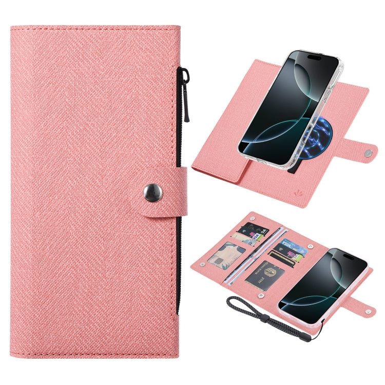 For iPhone 16 Pro Max ViLi GBS-C Series MagSafe Magnetic RFID Leather Flip Phone Case(Pink) - iPhone 16 Pro Max Cases by ViLi | Online Shopping UK | buy2fix