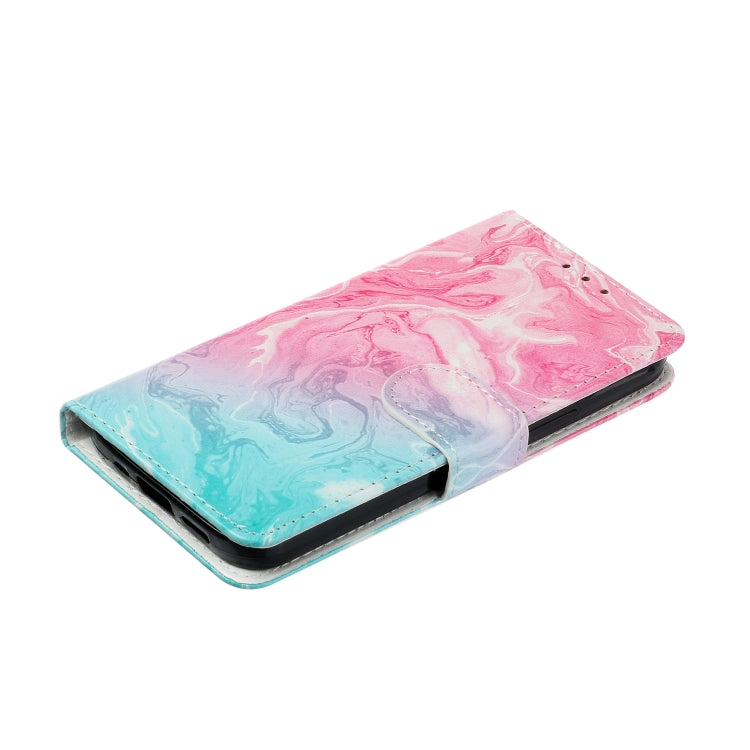 For Samsung Galaxy S25 5G Colored Drawing Marble Pattern Leather Phone Case(Pink Green Marble) - Galaxy S25 5G Cases by buy2fix | Online Shopping UK | buy2fix