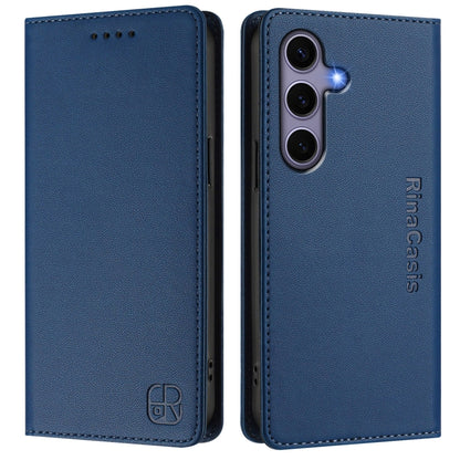 For Samsung Galaxy S24+ / S25+ 5G RC01 Dual-Folded Magnetic Suction RFID Leather Phone Case(Dark Blue) - Galaxy S25+ 5G Cases by buy2fix | Online Shopping UK | buy2fix