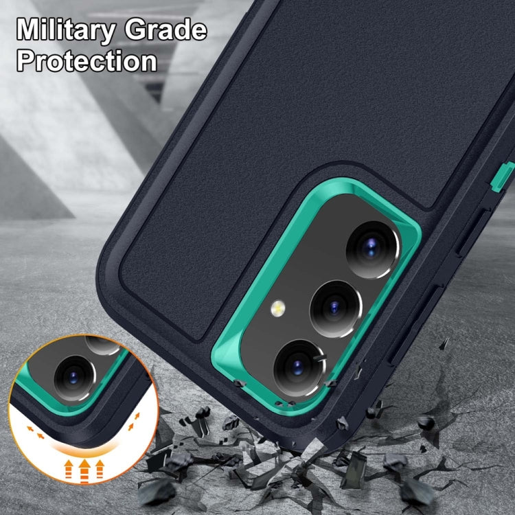 For Samsung Galaxy S24 / S25 5G Rugged PC Hybrid Silicone Phone Case with Holder(Dark Blue+Light Green) - Galaxy S25 5G Cases by buy2fix | Online Shopping UK | buy2fix