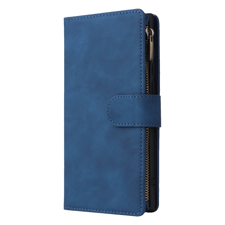 For Samsung Galaxy S25 Ultra 5G Multifunctional Frosted Zipper Wallet Leather Phone Case(Blue) - Galaxy S25 Ultra 5G Cases by buy2fix | Online Shopping UK | buy2fix