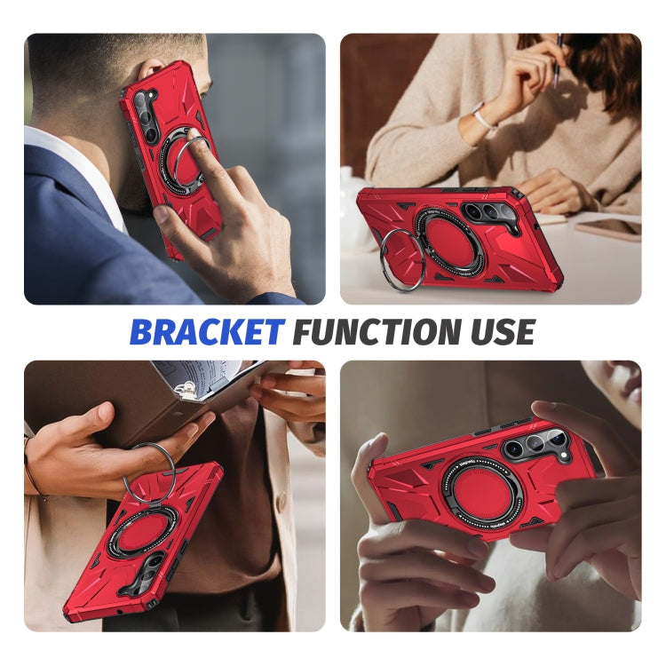 For Samsung Galaxy S25 5G MagSafe Magnetic Shockproof Phone Case with Ring Holder(Red) - Galaxy S25 5G Cases by buy2fix | Online Shopping UK | buy2fix