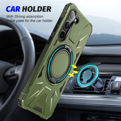 For Samsung Galaxy S25 5G MagSafe Magnetic Shockproof Phone Case with Ring Holder(Dark Green) - Galaxy S25 5G Cases by buy2fix | Online Shopping UK | buy2fix