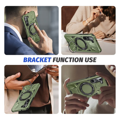 For Samsung Galaxy S25 5G MagSafe Magnetic Shockproof Phone Case with Ring Holder(Dark Green) - Galaxy S25 5G Cases by buy2fix | Online Shopping UK | buy2fix