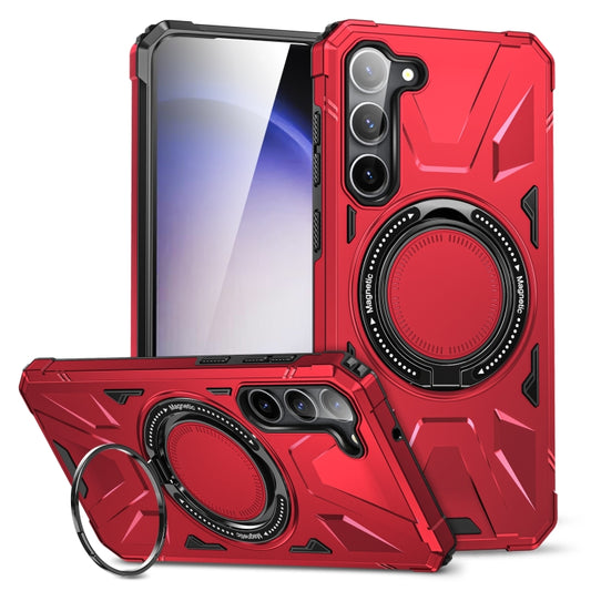 For Samsung Galaxy S25+ 5G MagSafe Magnetic Shockproof Phone Case with Ring Holder(Red) - Galaxy S25+ 5G Cases by buy2fix | Online Shopping UK | buy2fix