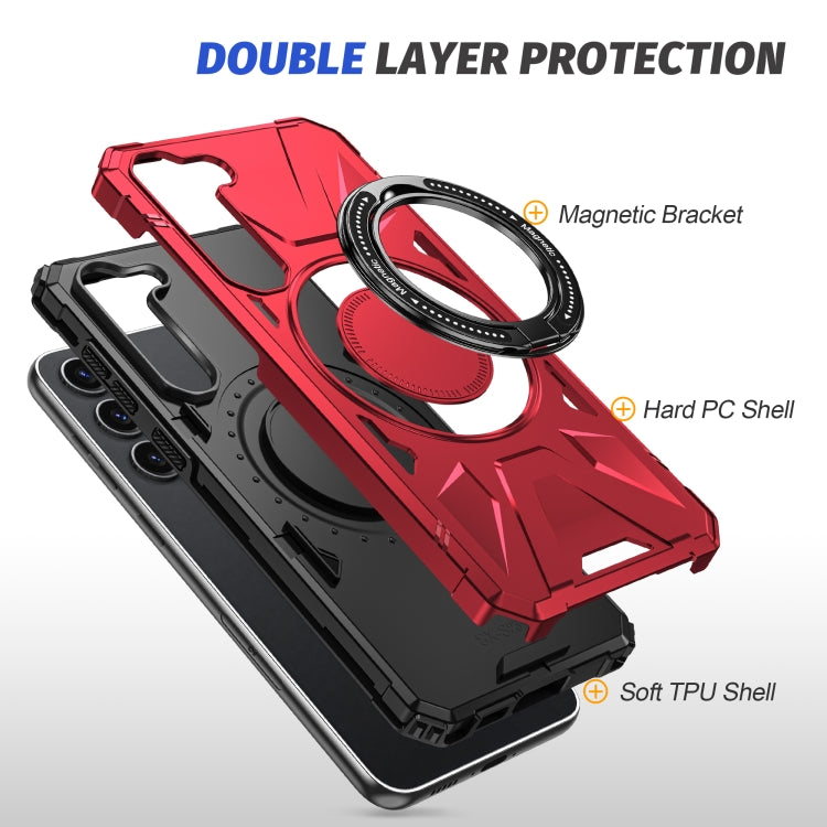 For Samsung Galaxy S25+ 5G MagSafe Magnetic Shockproof Phone Case with Ring Holder(Red) - Galaxy S25+ 5G Cases by buy2fix | Online Shopping UK | buy2fix