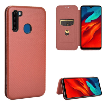 For Blackview A80 Pro Carbon Fiber Texture Horizontal Flip TPU + PC + PU Leather Case with Card Slot(Brown) - More Brand by buy2fix | Online Shopping UK | buy2fix