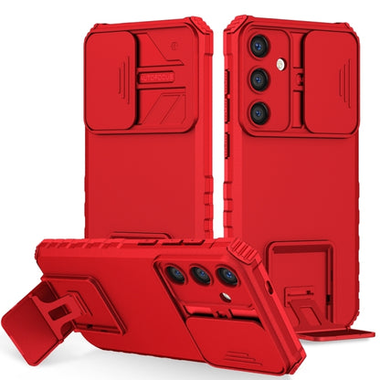 For Samsung Galaxy S25 5G Stereoscopic Holder Sliding Camshield Phone Case(Red) - Galaxy S25 5G Cases by buy2fix | Online Shopping UK | buy2fix